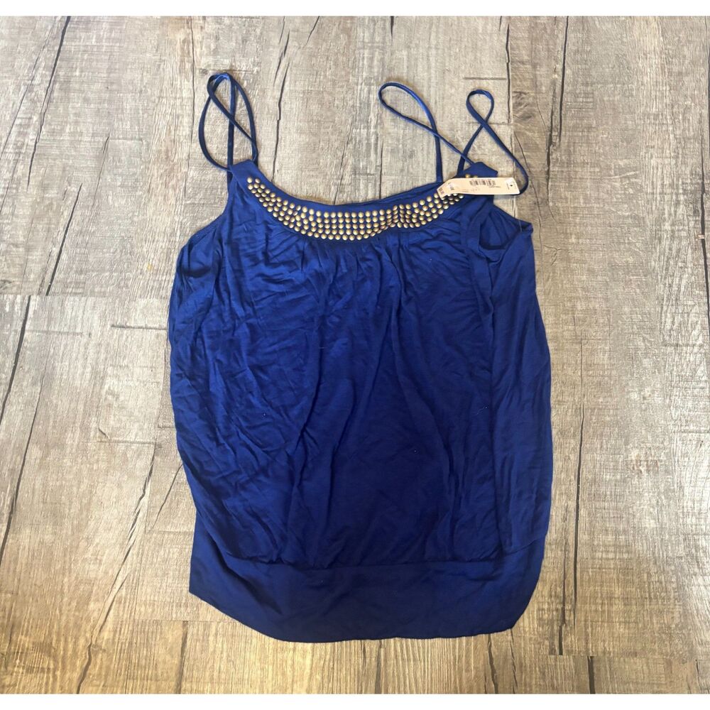 NWT Decree Women’s Large Blue Studded Spaghetti Strap Tank‎ Top Blouse
